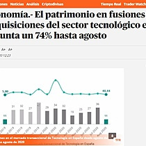 El patrimonio en fusiones y adquisiciones del sector tecnolgico espaol repunta un 74% hasta agosto